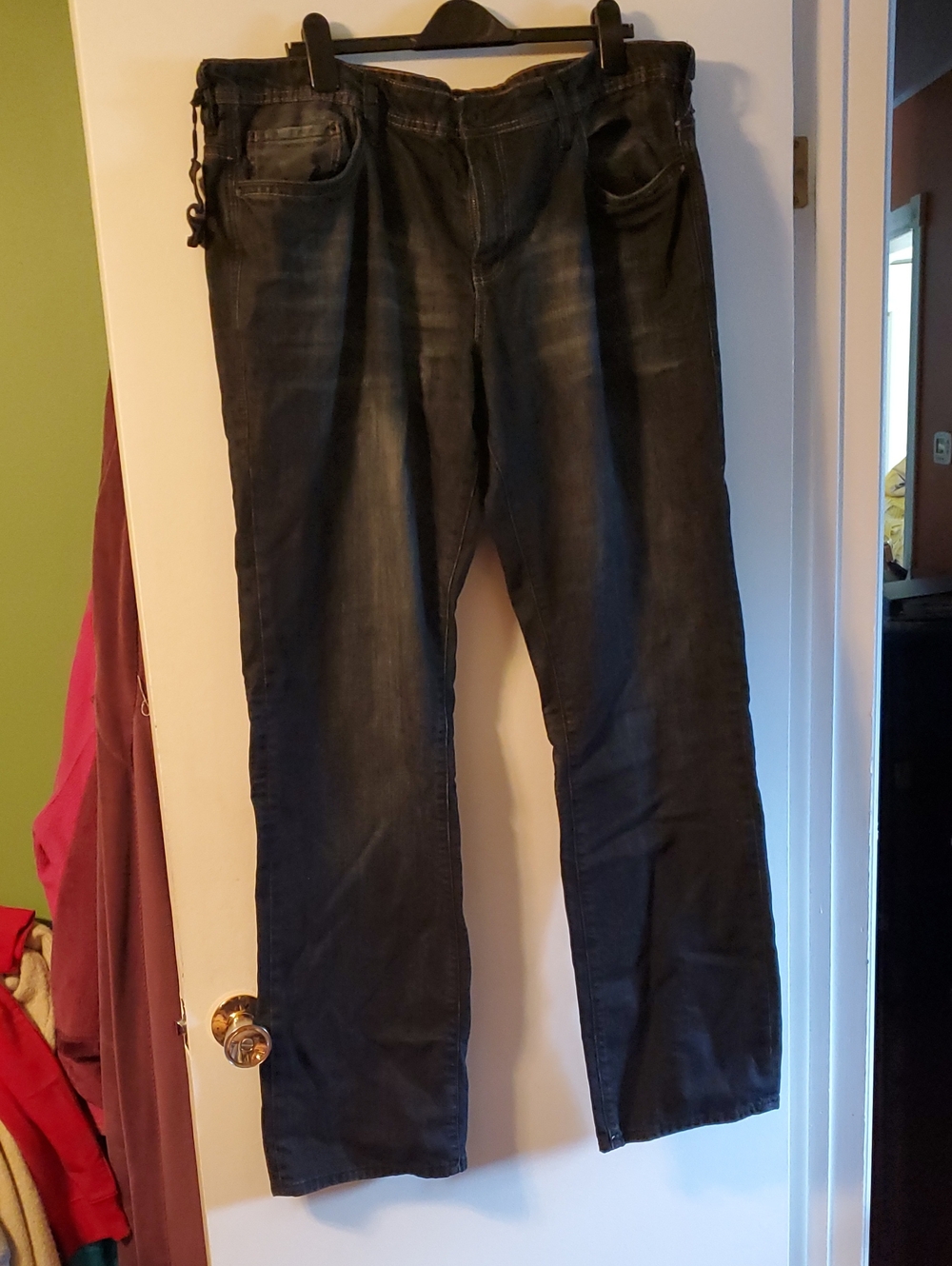 Size 40 X36 Buffalo David Bitton Men's Washed Black Slim Fit Straight Jeans